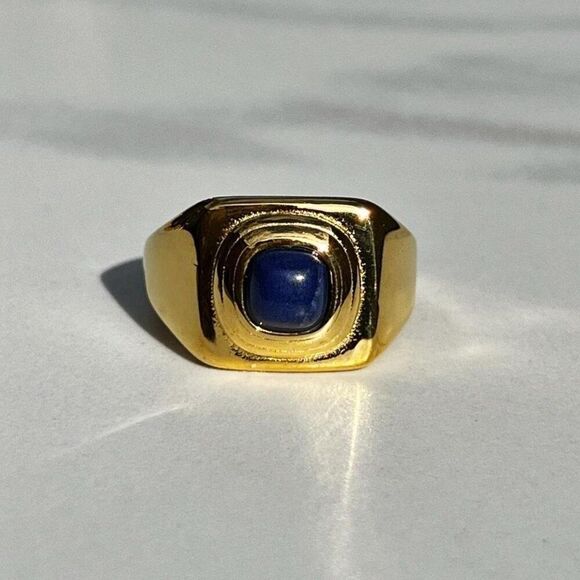 New! “Addie” Chunky Gold/Dark Blue Ring - Picture 1 of 3